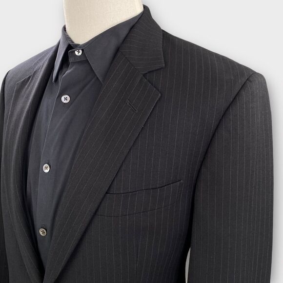Brooks Brothers Blazer Mens 40R Slim Pinstripe 346 Stretch Black Sport Jacket - Picture 3 of 16